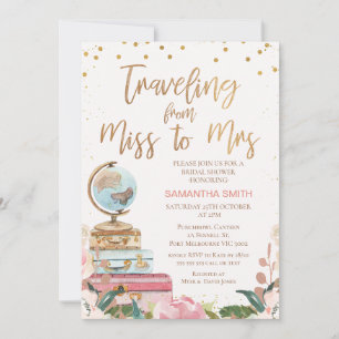 Calligraphy Traveling Miss an Mrs. Brautparty Einladung