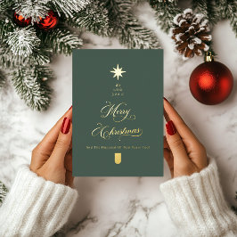 Calligraphy Tree Gold Foil Christmas Card Folien Feiertagskarte