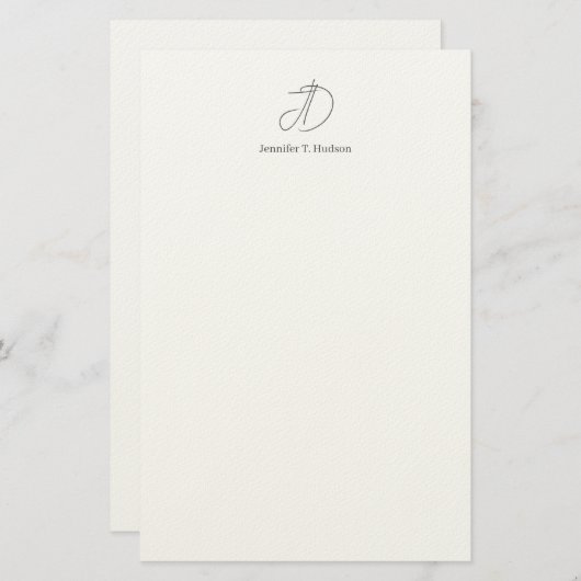Calligraphy trendy classical monogram  briefpapier (Vorne/Hinten)
