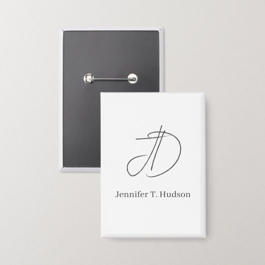 Calligraphy trendy classical monogram  button (Vorderseite/Rückseite)