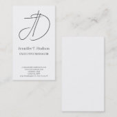 Calligraphy trendy classical monogram profile card visitenkarte (Vorne/Hinten)