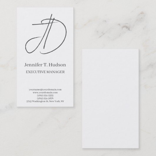 Calligraphy trendy classical monogram profile card visitenkarte (Vorne/Hinten)