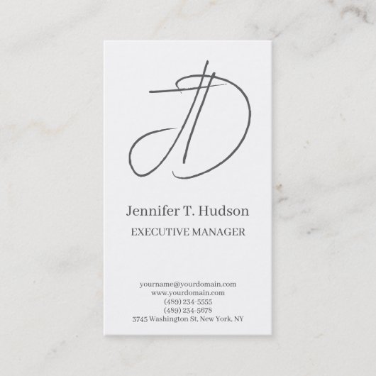 Calligraphy trendy classical monogram profile card visitenkarte (Vorderseite)