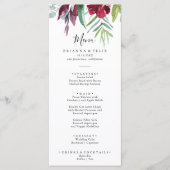 Calligraphy Tropical Colored Floral Dinner Menükarte (Vorderseite)