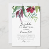 Calligraphy Tropical Floral Spanish Brautparty Einladung (Vorderseite)