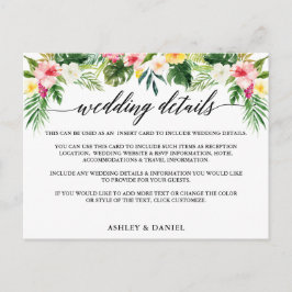 Calligraphy Tropical Floral Wedding Details Card Einladungspostkarte