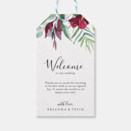 Calligraphy Tropical Floral Wedding Willkommen Geschenkanhänger