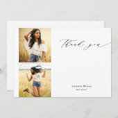 Calligraphy Two Foto Abschluss Vielen Dank Dankeskarte (Vorne/Hinten)