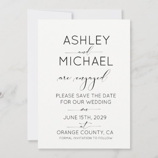 CALLIGRAPHY TYPOGRAPHY Wedding Save the Date Einladung (Vorderseite)