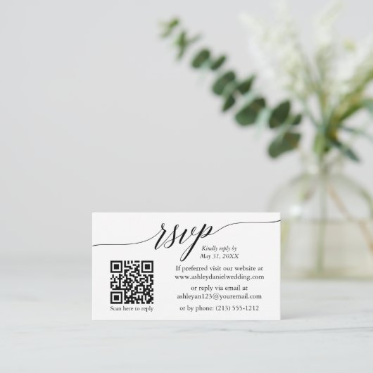 Calligraphy UAWG Wedding Minimalistisch QR Foto Begleitkarte (Stehend Vorderseite)