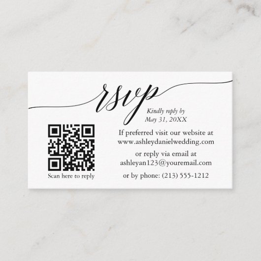 Calligraphy UAWG Wedding Minimalistisch QR Foto Begleitkarte (Vorderseite)