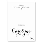 Calligraphy Vegetarian Menu Wedding Platzkarte Tischnummer (Vorderseite)