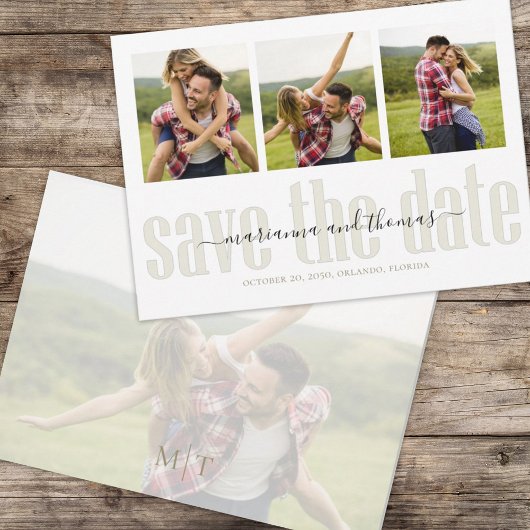 Calligraphy Vellum Script Stilvolles Multi-Foto Save The Date