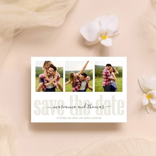 Calligraphy Vellum Script Stilvolles Multi-Foto Save The Date