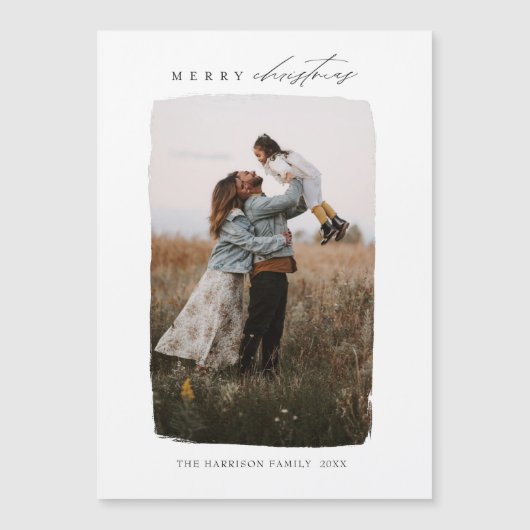 Calligraphy Vertical Christmas Foto Magnet Card (Vorderseite)