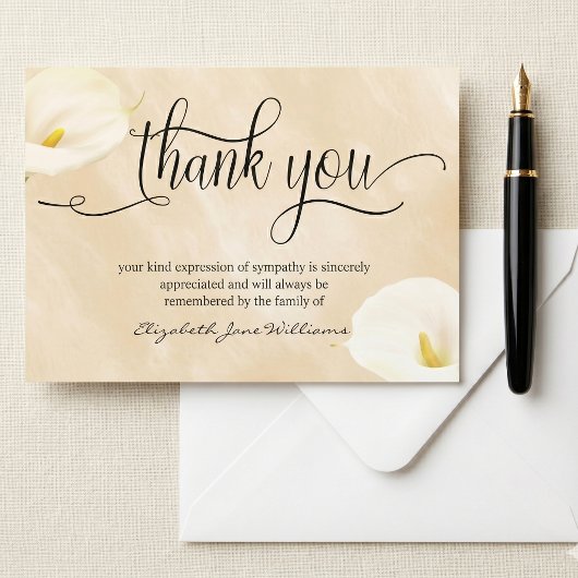 Calligraphy Watercolor Lilien Beerdigung Danke