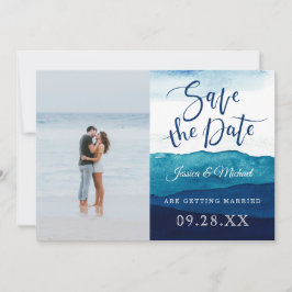 Calligraphy Watercolor Navy Deep Blue Foto Save The Date