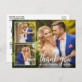 Calligraphy Wedding 3 Foto Collage Vielen Dank Postkarte (Vorne/Hinten)