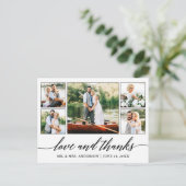 Calligraphy Wedding 5 Foto Liebe und Danke Postkarte (Stehend Vorderseite)