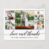 Calligraphy Wedding 5 Foto Liebe und Danke Postkarte (Vorderseite)