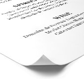 Calligraphy Wedding Bar Menu Sign Poster (Ecke)