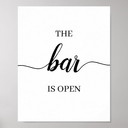 Calligraphy Wedding Bar Sign Poster (Vorne)