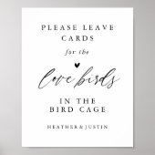 Calligraphy Wedding Bird Cage Wedding Cards Zeiche Poster (Vorne)