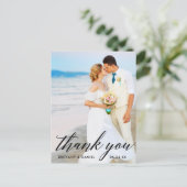 Calligraphy Wedding Bride Groom Foto Vielen Dank B Postkarte (Stehend Vorderseite)