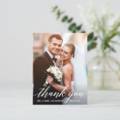 Calligraphy Wedding Bride Groom Foto Vielen Dank Postkarte (Stehend Vorderseite)