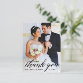 Calligraphy Wedding Bride Groom Foto Vielen Dank Postkarte (Stehend Vorderseite)