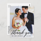 Calligraphy Wedding Bride Groom Foto Vielen Dank Postkarte (Vorne/Hinten)
