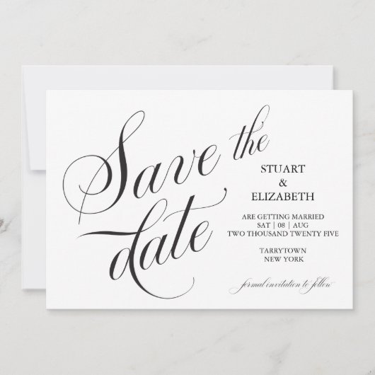 Calligraphy Wedding Card Save the Date (Vorderseite)