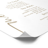 Calligraphy Wedding Champagne Gold Menu Poster (Ecke)