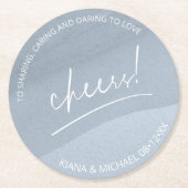 Calligraphy Wedding Cheers Dusty Blue ID771 Runder Pappuntersetzer (Vorderseite)