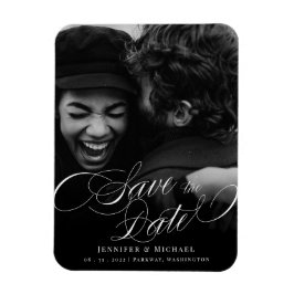 Calligraphy Wedding Classic Elegant Save the Date Magnet