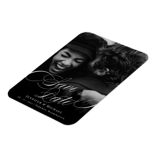 Calligraphy Wedding Classic Elegant Save the Date Magnet (Linke Seite)