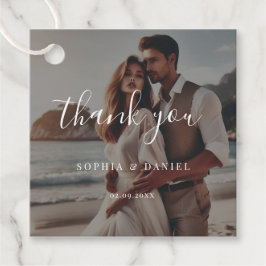 Calligraphy Wedding Coastal Beach Foto Vielen Dank Geschenkanhänger