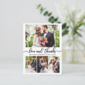Calligraphy Wedding Collage 4 Foto Liebe Dank Postkarte (Stehend Vorderseite)