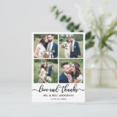 Calligraphy Wedding Collage 4 Foto Vielen Dank Postkarte (Stehend Vorderseite)