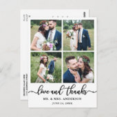 Calligraphy Wedding Collage 4 Foto Vielen Dank Postkarte (Vorne/Hinten)