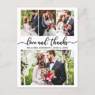 Calligraphy Wedding Collage Liebe Dank 4 Foto Postkarte
