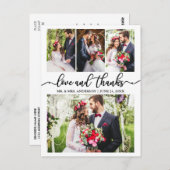 Calligraphy Wedding Collage Liebe Dank 4 Foto Postkarte (Vorne/Hinten)