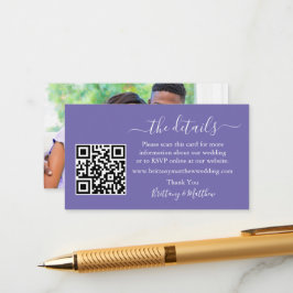 Calligraphy Wedding Details QR Foto Periwinkle Begleitkarte