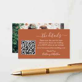 Calligraphy Wedding Details QR Foto Terracotta Begleitkarte