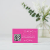 Calligraphy Wedding Details Web QR Foto Hot Pink Begleitkarte (Stehend Vorderseite)