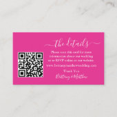 Calligraphy Wedding Details Web QR Foto Hot Pink Begleitkarte (Vorderseite)