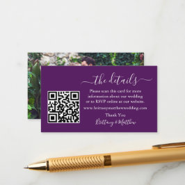 Calligraphy Wedding Details Web QR Foto Lila Begleitkarte
