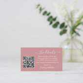 Calligraphy Wedding Details Website QR Dusty Rose Begleitkarte (Stehend Vorderseite)