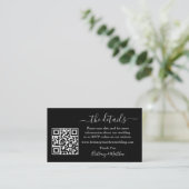 Calligraphy Wedding Details Website QR Foto Black Begleitkarte (Stehend Vorderseite)