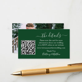 Calligraphy Wedding Details Website QR Foto Green Begleitkarte